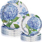 48 Pcs Hydrangea Paper Plates Set 9" 7" Summer Watercolor Disposable Plates Decorative Dinner Birthday Party Tableware for Baby Shower Party Supplies