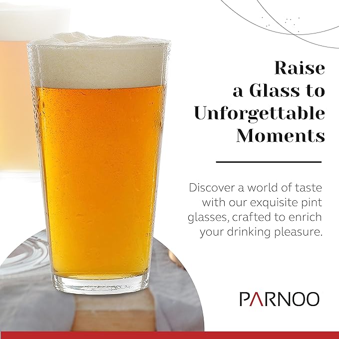 Pint Glasses Set of 6 - 16 oz Drinking Glasses Made - Image 2
