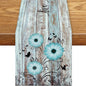 Daisy Floral Table Runner, Rustic Blue Wild Flowers Floral Wooden Boho by Unknown
