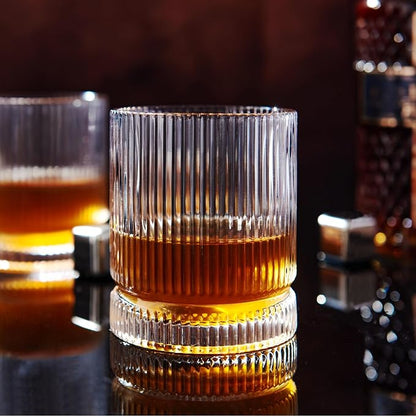 Vintage Whiskey Glasses Set of 4, 12 oz Crystal, Luxury Gift Box | Old fashioned by VUNDO