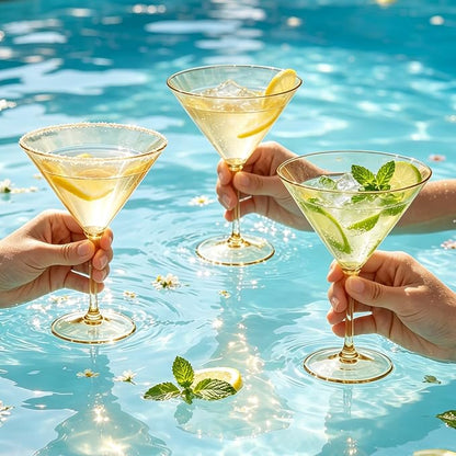 Plastic Martini Glasses Set of 12, 9 oz Gold Cocktail Cups | Unbreakable - Image 6