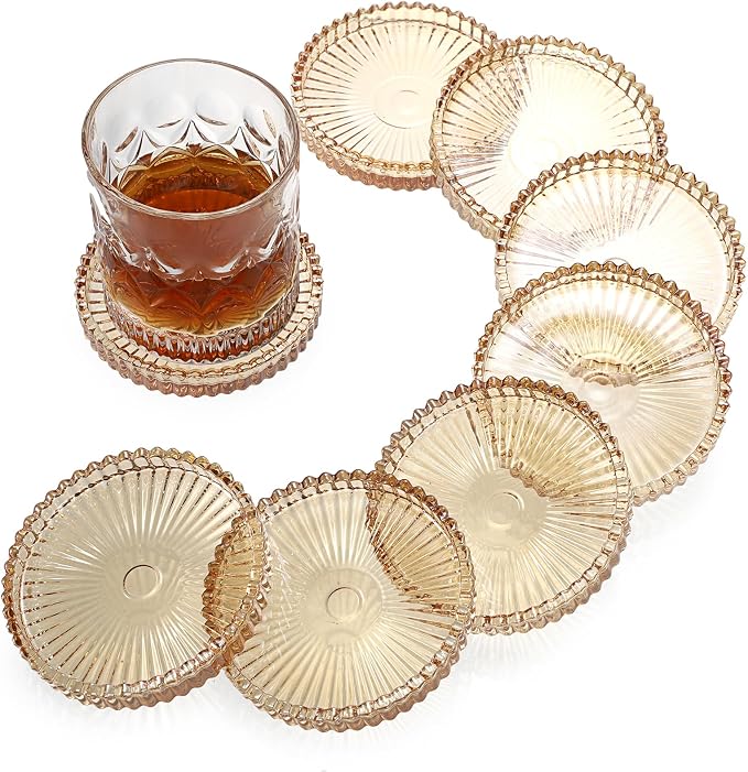 Modern Clear Glass Coaster Set of 8- Coffee Table Coasters, Crystal Coaster by Unknown