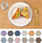 Faux Leather Placemats Set of 8 Washable PU Table mats for Kitchen Table - Heat Resistant, Waterproof, Easy Clean, Anti Slip 11.8" x 17" (Yellow-8 Pack)