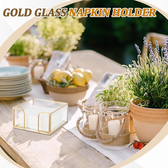 LemonRoad 4 Pcs Square Gold Napkin Holder - Image 2