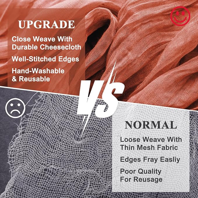 Cheesecloth Fall Table Runner Terracotta 10FT Boho Gauze Runners | 120 Inch - Image 4