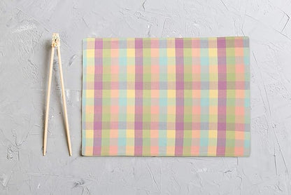 Urban Villa Easter Placemats100% Cotton Fused Table Placemats 14''x 20'' Over Sized Set of 6 Easter Colors Buffalo Check Plaid for Every Day Use Parties Celebrations Heavier Quality