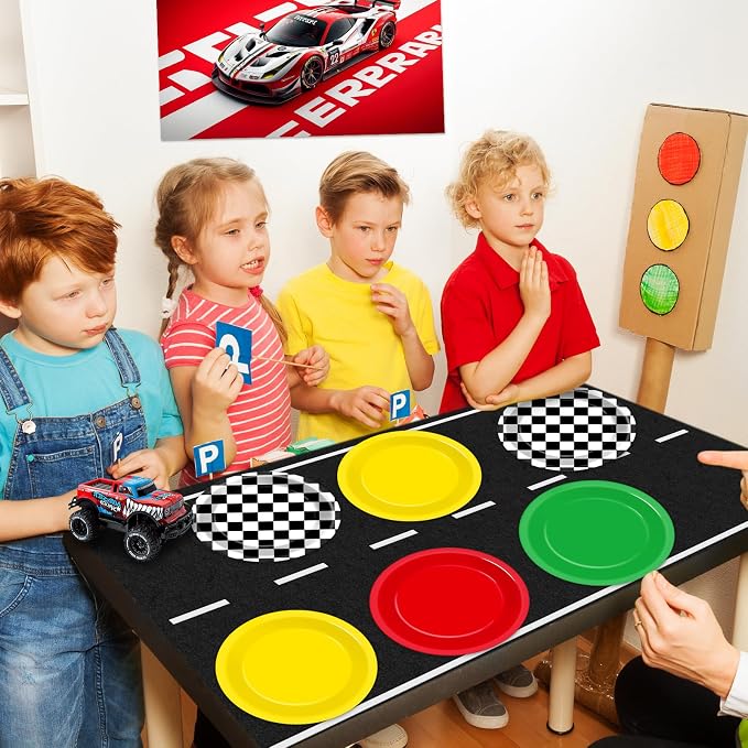 48Pcs Race Car Party Decorations Supplies Red Green Yellow Dinnerware - Image 5