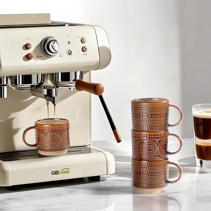 GBhome 12 oz Coffee Mugs Set of 4, Stackable Ceramic Coffee Cups Set | Modern - Image 5