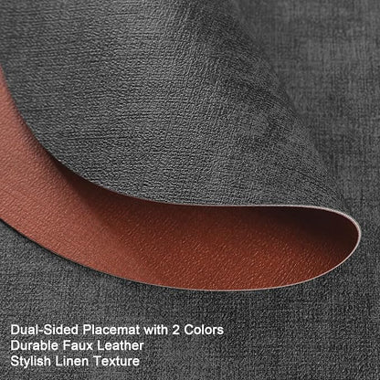 Faux Leather Placemats Set of 6, Dual Sided - Image 2