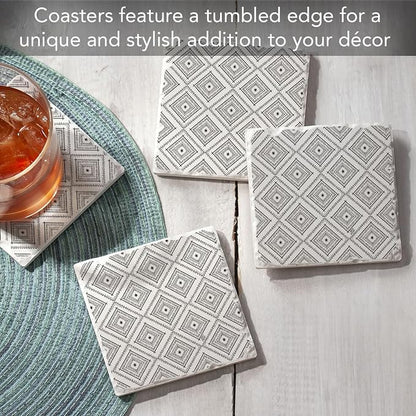 Thirstystone Botanical Farmhouse 4 Pack Tumbled Tile Stone Coasters | 4" Square - Image 2