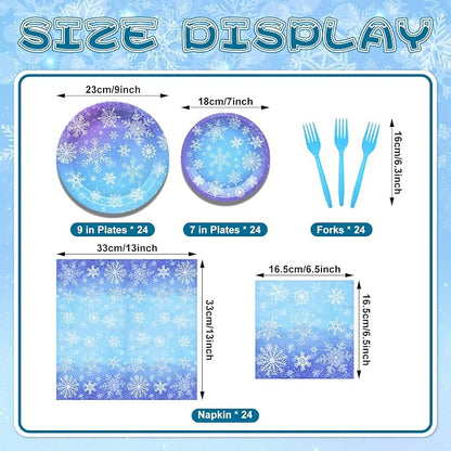 96 Pieces Snowflake Winter Party Supplies Set - Image 2