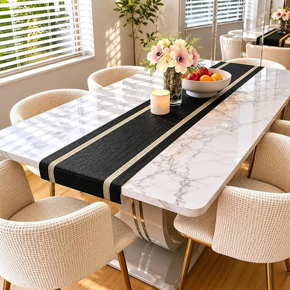 FAVE Woven Vinyl Table Runner Black Table Runner Woven - Image 6