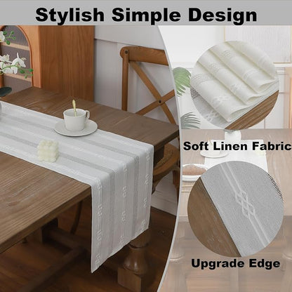 Gernaice 2PCS Boho Table Runner, Embroidered Cotton Linen Farmhouse Table - Image 3