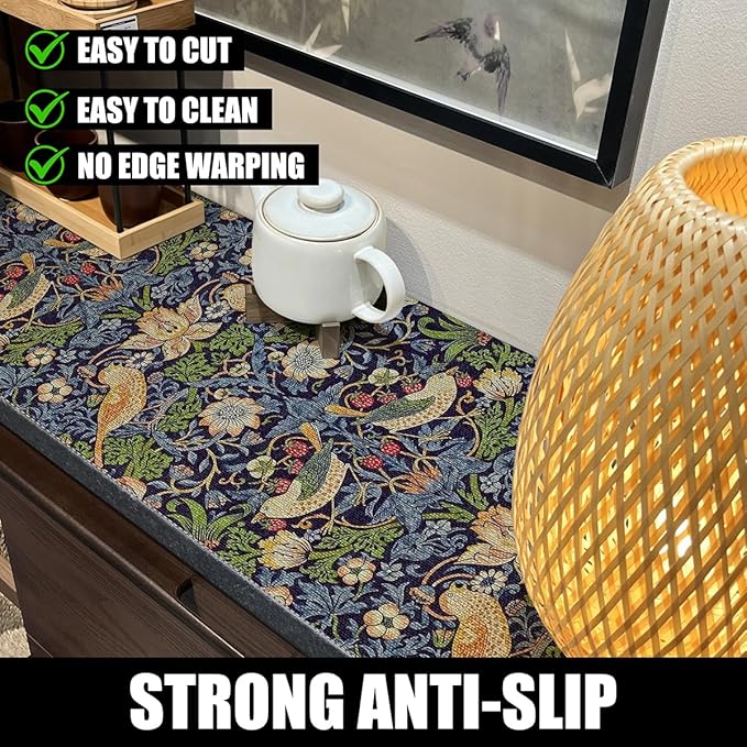 Bird Floral Shelf Liner for Cabinet Non Adhesive 12IN x 10FT | Shelf Liner for - Image 2
