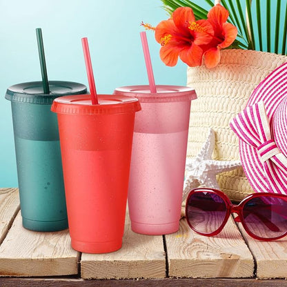Honeydak 60 Pack Tumbler with Straw and Lid Bulk Glitter Plastic Cups Water - Image 2