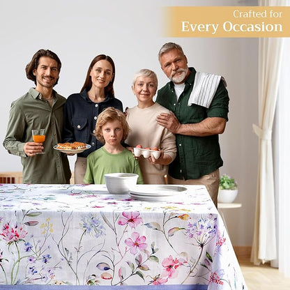 Maison d' Hermine Table Cloth Rectangle Table 100% Cotton 60 x 108 Inches Tablecloth Reusable Decorative for Dining Room Farmhouse Home Valentines Day Decorations Spring Summer - Summer Floral