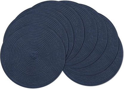 SHACOS Round Placemats Set of 8 Washable 15 inch Round Table Mats Cotton by SHACOS