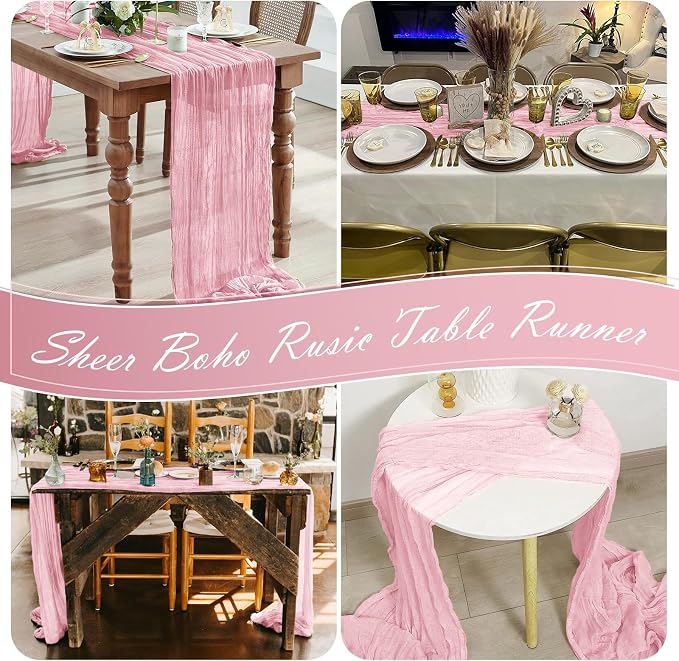15 Pack Light Pink Cheesecloth Table Runner 17 x 108 inch Cheese Cloth Table - Image 7