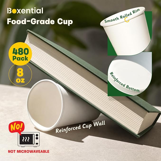 480 Pack 8 oz White Paper Cups, Disposable Coffee Cups - Image 6