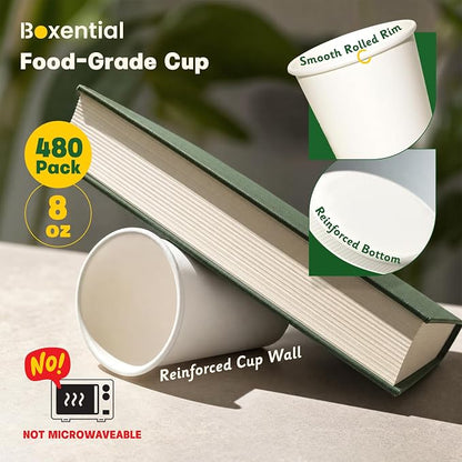 480 Pack 8 oz White Paper Cups, Disposable Coffee Cups - Image 6