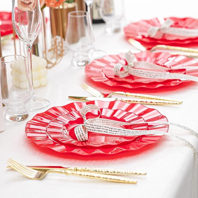 72 Pack Red Plastic Plates, Thanksgiving - Image 6