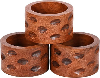 Handcrafted Wooden Napkin Rings Set of 12, Hardwood Dinner Napkin Holders by CLEENTABLE