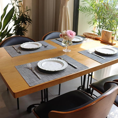 Placemats Set of 4,Heat Resistant Non-Slip Table Mats,Place mats for Dining Table,Washable Durable PVC Vinyl Woven Placemat（Dark Gray）