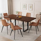 ZckyCine 67" Expandable Walnut Dining Table and 6 Upholstered Chairs, 7-Piece Modern Dining Set