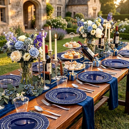 Ciaell 150 PCS Blue and Silver Plastic Plates - Image 9