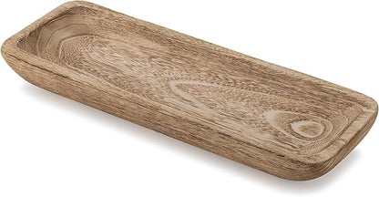 Romadedi Decorative Bowls for Home Decor, Wooden Dough Bowl for Decor, 16" Large Wood Bowl for Kitchen Table Centerpieces, Long Narrow Wooden Tray for Dining Table Decor Centerpiece