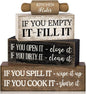 Moucuny 4 Pcs Rustic Wooden Table Decor Farmhouse Kitchen Rules Wood Sign Black by Moucuny
