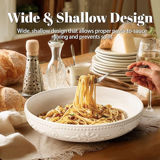 Pasta Bowls, 50oz Large Salad Serving Bowls, 9.75'' Plates Bowls Set of 4 - Image 6