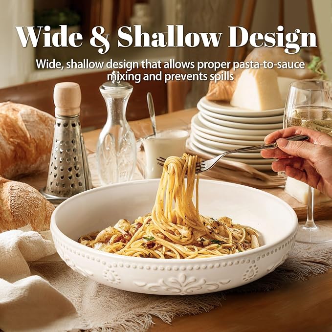 Pasta Bowls, 50oz Large Salad Serving Bowls, 9.75'' Plates Bowl Set of 4 - Image 4