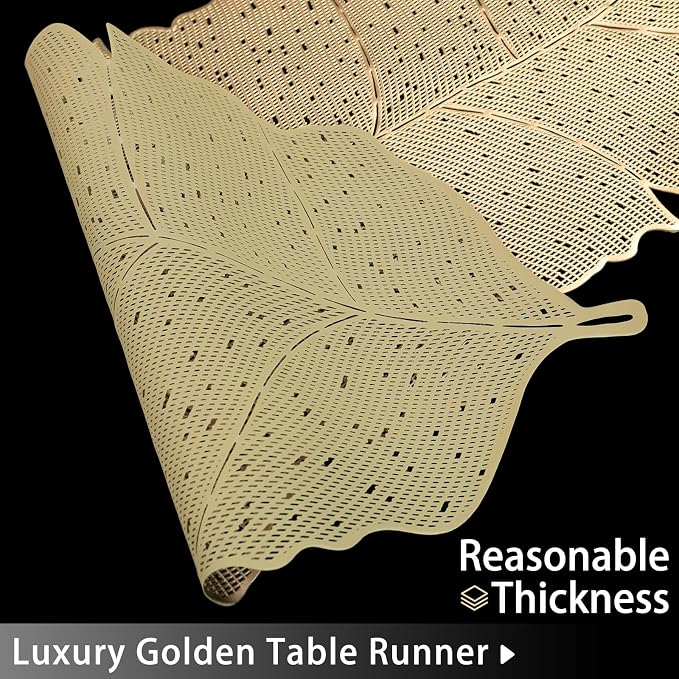 FAVE Gold Table Runner 36 Inches Musaleaf Dining Table Runner | Heat Resistant - Image 3