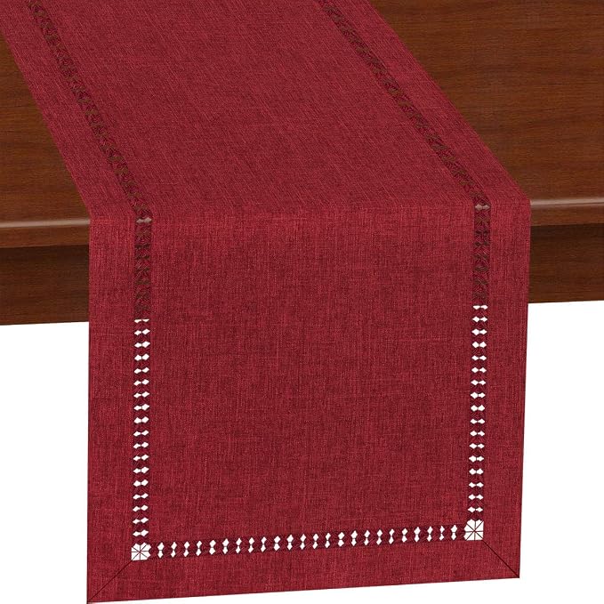 Grelucgo Small Hort Handmade Hemstitched Polyester Rectangle Table Runners - Image 3