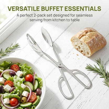 2 Pack Buffet Tongs Salad Tong, 10 Inch Stainless Steel Food Serving Bread Tongs - Image 9