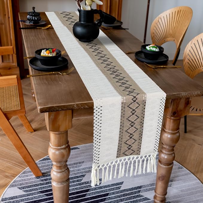 EMMTEEY Macrame Table Runner Boho Style 36 Inches Long, Scratch & Heat Resistant - Image 7