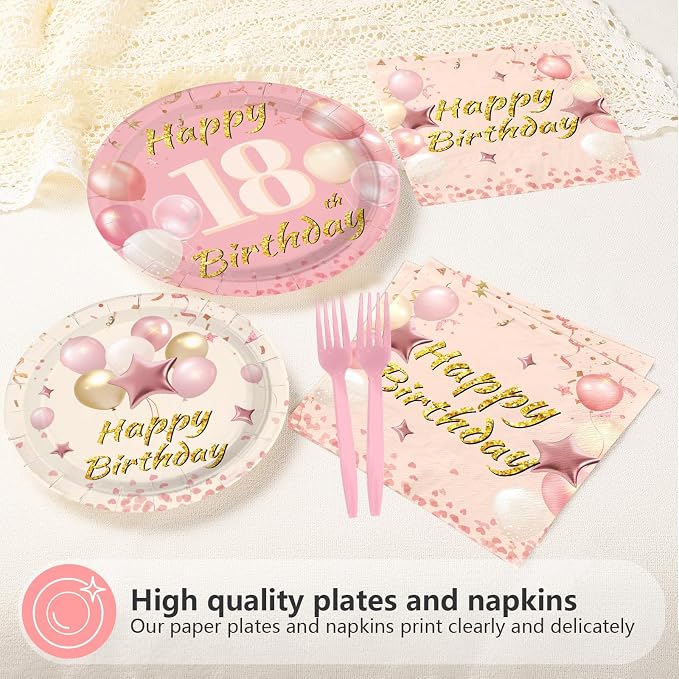 96Pcs Blush Beige 18th Birthday Party Decoration, Serve 24 | Boho Dusty Pink - Image 3