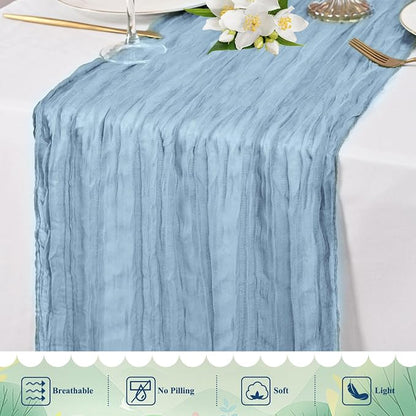20 Pack Dusty Blue Cheesecloth Table Runner 10FT Long Boho Gauze Fabric Table - Image 5