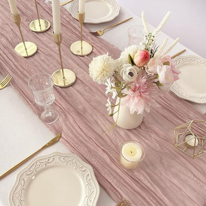 Dusty Pink Cheesecloth Table Runner Wedding Bridal Shower Home Decor | 35x120 - Image 8