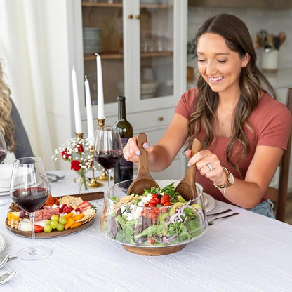 Large Glass Salad Bowl with Lid Set, 5.7 L Decorative Glass Mixing Bowl - Image 7