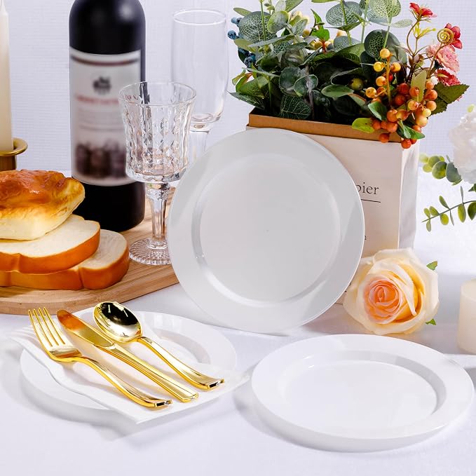 Bestluck 100PCS White Plastic Dessert Plates 7inch - Image 5