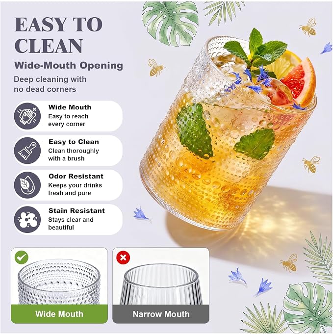 18PCS Hobnail Plastic Drinking Glasses 14 oz Beaded Cups - Image 3