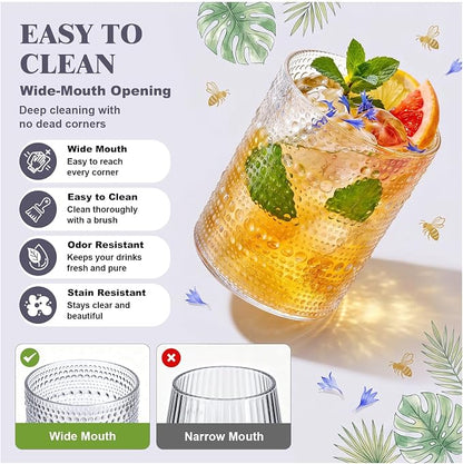 18PCS Hobnail Plastic Drinking Glasses 14 oz Beaded Cups - Image 3