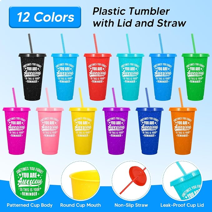 24 Pack Plastic Tumblers with Lids and Straws, Sometime You Forget You Are - Image 2