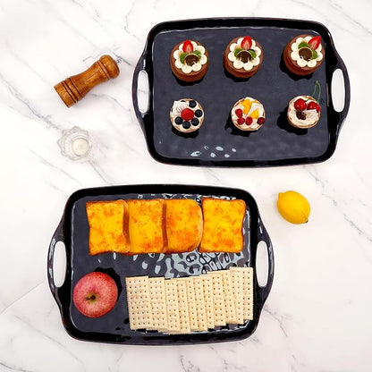 TP Melamine Serving Trays with Handles, Retro Black | Large Rectangular Trays - Image 6