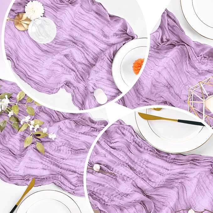 4 Pack Lavender Cheesecloth Table Runner 20 x 120 inch Gauze Table Runners 10 - Image 7