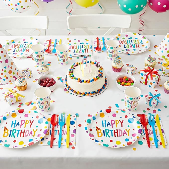 350 Pcs Happy Birthday Party Supplies Oval Paper Plates Set - Image 5