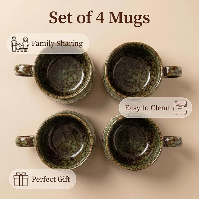 Japanese Tea Cups Set of 4pcs, 7oz Elegant Ceramic Matcha Cups - Image 7