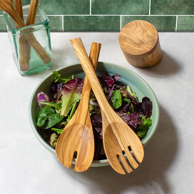 Rock & Branch Olive Wood Salad Serving Utensils, Pasta and More - Image 2